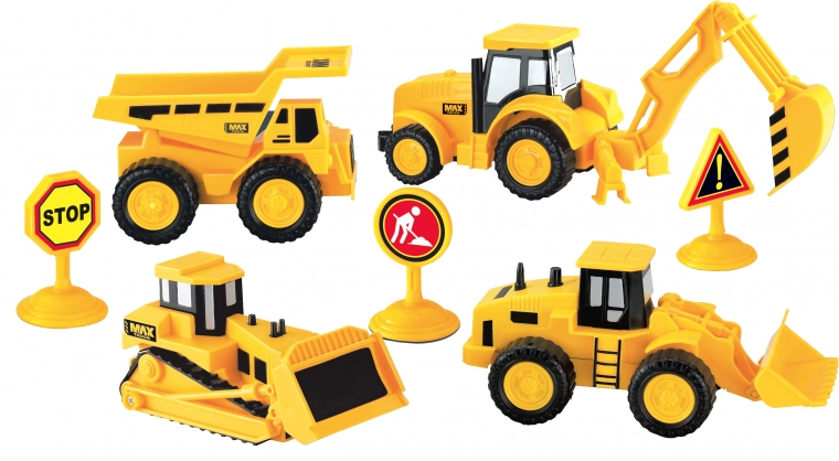 Set aus Baumaschinen mit Schwungrad