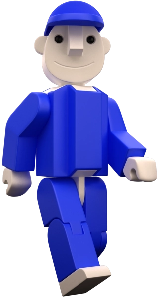 SEVÁČEK-Figur in Blau – groß und klein