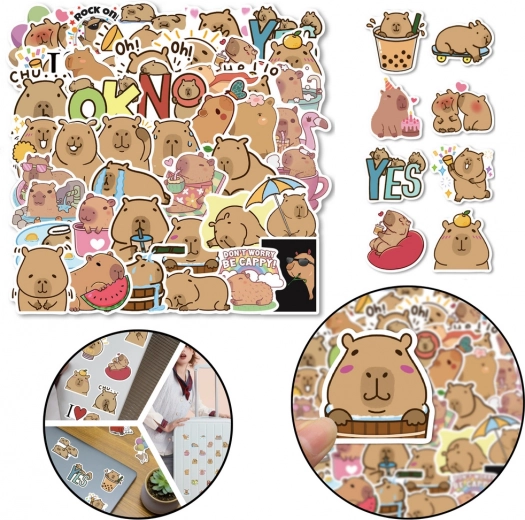 Set Aufkleber Kapybara Material PET 6 Blätter 120 Stück