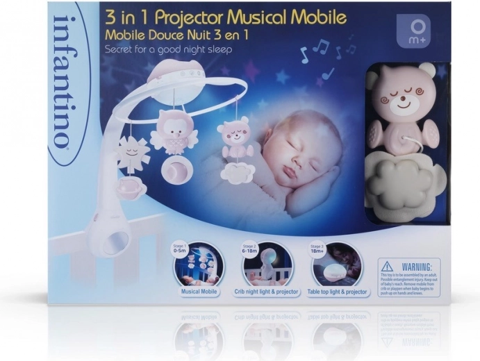 Infantino Musik-Mobile 3-in-1 pudrig rosa