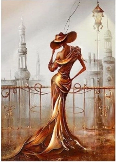 Diamantmalerei – Frau auf dem Balkon 30 × 40 cm