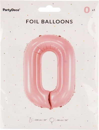 Folienballon Zahl 0, rosa, 86 cm