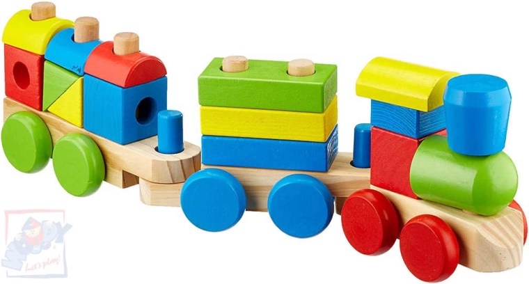 WOODY Holz-Steckzug mit Formen – 18 Teile