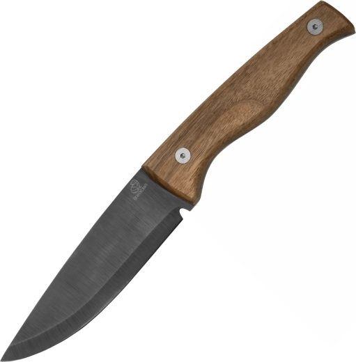 BeaverCraft BSH3 Bushcraft-Messer mit brünierter Kohlenstoffstahlklinge, Walnussholzgriff und Lederscheide