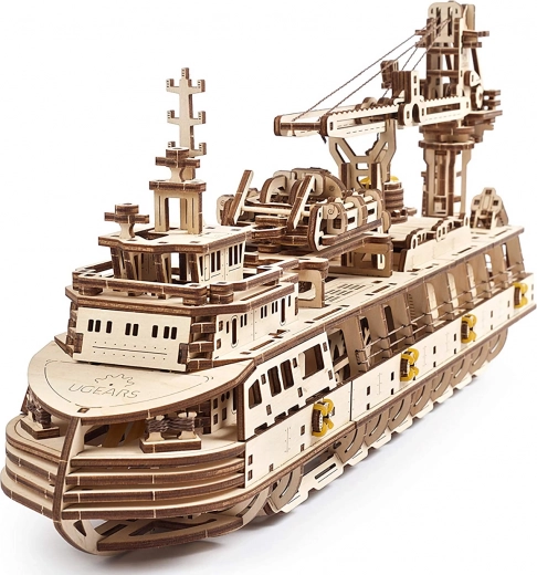 UGEARS 3D mechanisches Holzpuzzle Forschungsschiff
