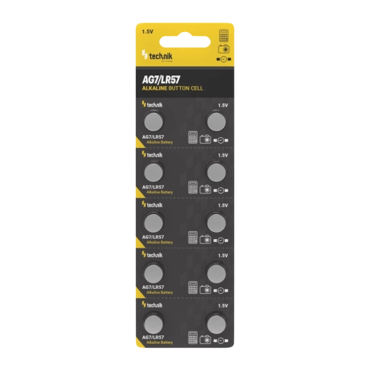 Alkaline-Knopfzelle Technik Platinum AG7 / LR57 / 395 1,5 V – Packung mit 10 Stück