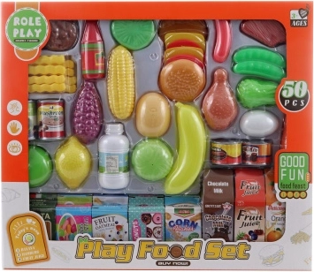 Set künstlicher Lebensmittel für die Kinderküche – 50 Stück