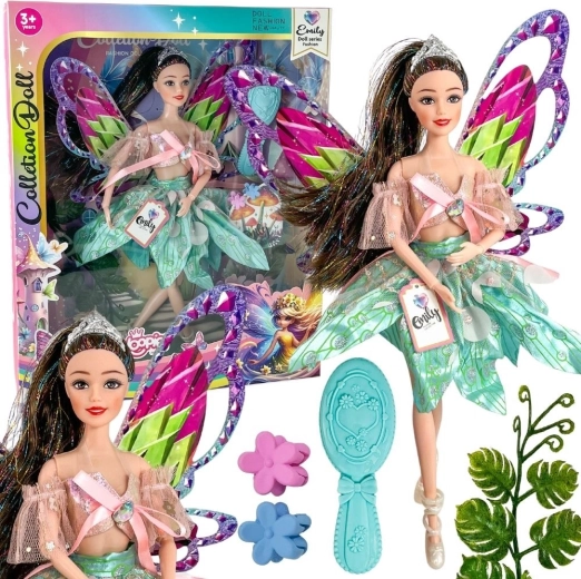 Feenpuppe Emily mit bunten Flügeln und Haarbürste WOOPIE ROYAL
