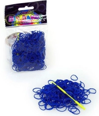 Set dunkelblaue Gummibänder zum Flechten von Armbändern (250 Stk.) mit Häkelnadel und Verschlüssen