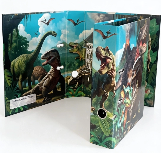 Design-Ordner A4 mit Hebelmechanik 7,5 cm – Welt der Dinosaurier