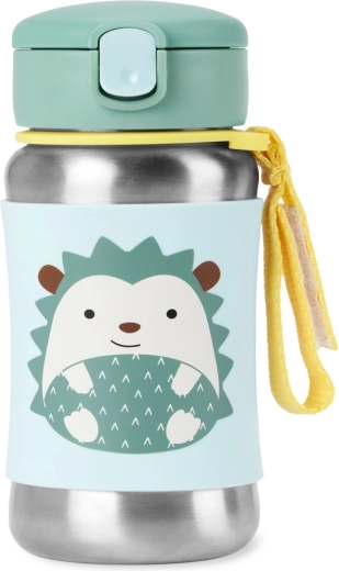 Skip Hop Spark Style Edelstahl-Trinkflasche mit Strohhalm Igel 350 ml