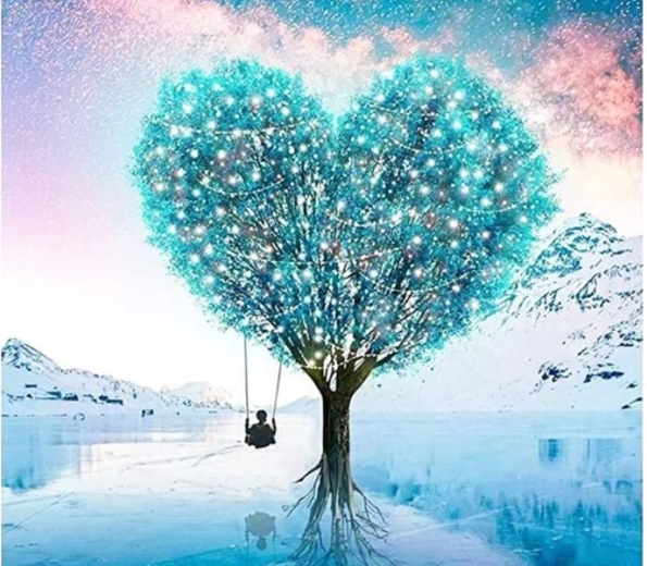 Diamantmosaik (Diamond Painting) Baum – Herz 30 × 30 cm