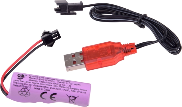 Wiederaufladbarer Akku und Laden per USB
