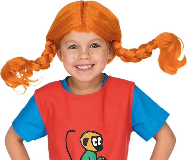Pippi-Langstrumpf-Kinderperücke mit rostigen Zöpfen