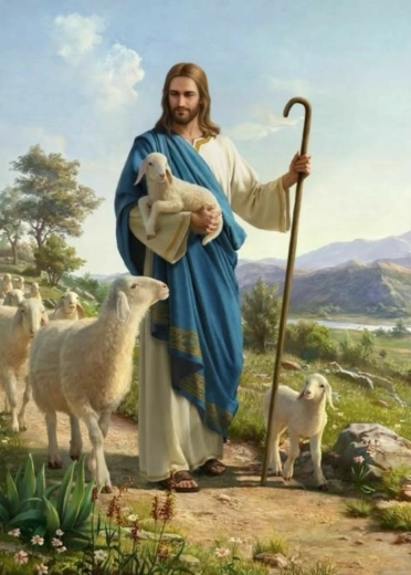 Diamantmalerei Jesus mit Schäfchen 30 × 40 cm
