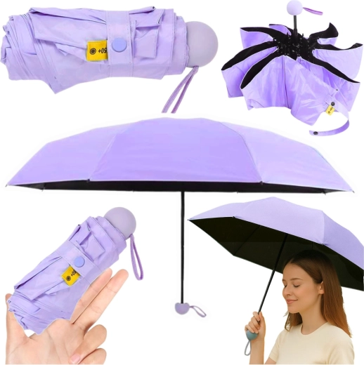 Taschenschirm, faltbar, mit UV-Schutz UPF 50+, 90 cm, lila