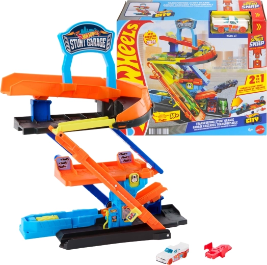 Hot Wheels City Stunt-Garage mit Verwandlung und Fahrzeug