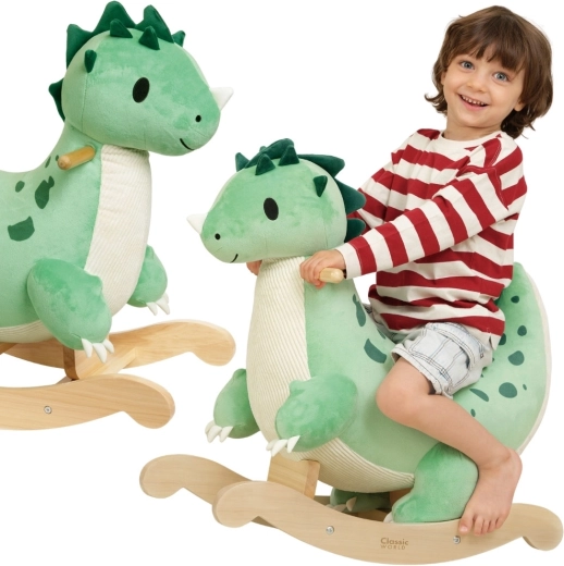 Classic World weicher Plüsch-Holz-Schaukeldinosaurier