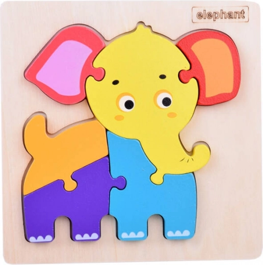 Holzpuzzle Elefant – bunte Lern-Einlegepuzzle für Kinder
