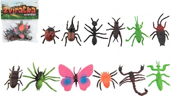 Mini-Tierchen und Insekten aus Kunststoff, 12 Stk.