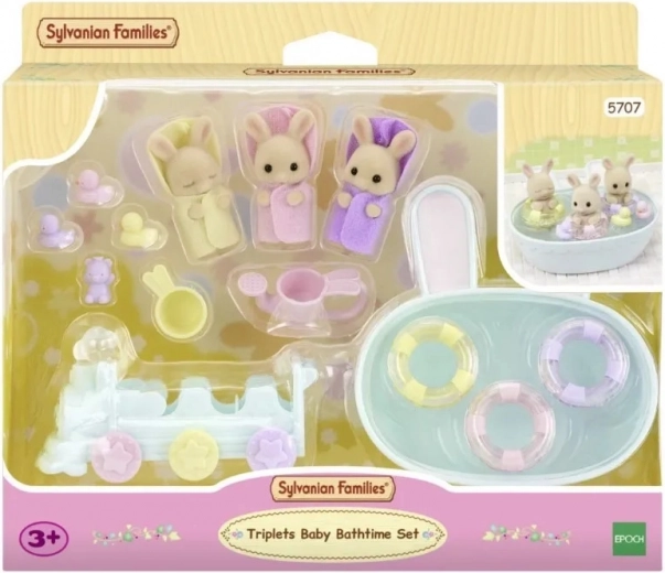 Sylvanian Families Badewanne für Drillinge – Set mit Häschen und Zubehör