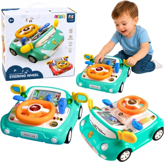 Interaktives Auto-Lenkrad-Panel für Kinder mit Licht und Sound (blau)