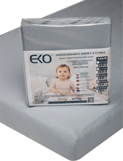 EKO Spannbettlaken mit Gummizug Jersey grau 120×60 cm