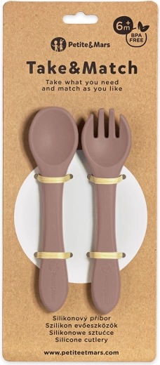 PETITE&MARS Silikonbesteck Take&Match Velvet Latte für Kinder 6M+