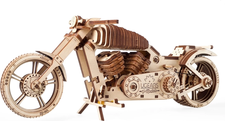 Holzpuzzle 3D Motorrad UGEARS – mechanisches Modell ohne Kleben