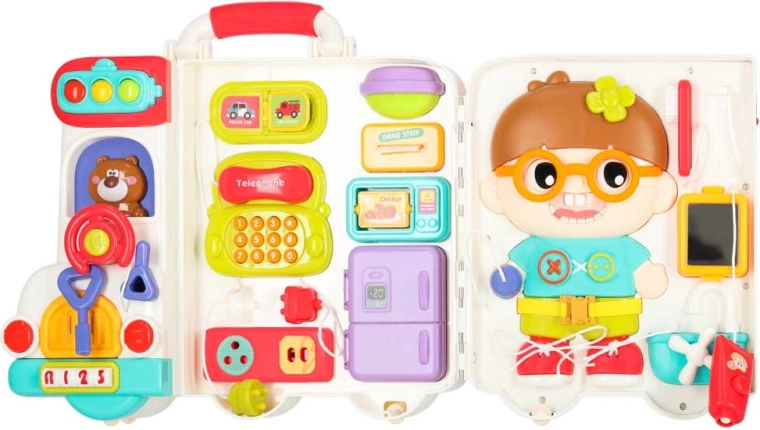 Tragbarer Koffer voller Aktivitäten