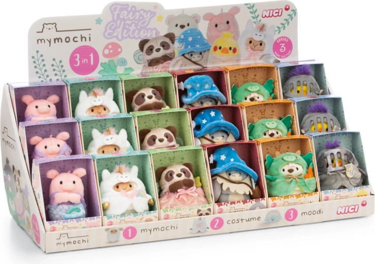 NICI Mymochi Fairy – Thekendisplay 8 cm, 18 Stk., 3-in-1 Sortiment