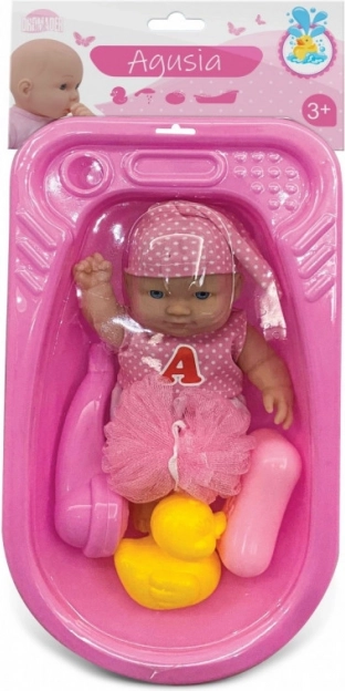Puppe Agusia mit Badewännchen