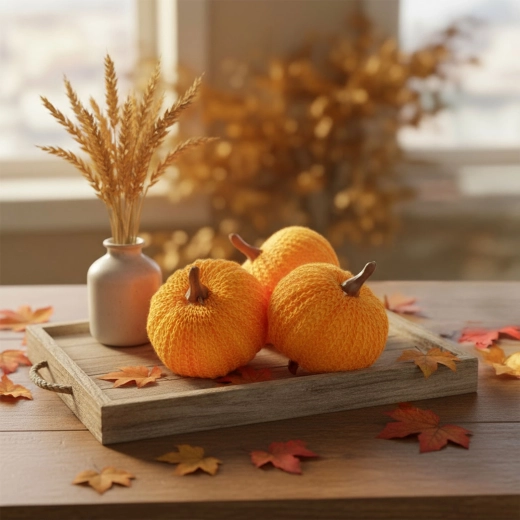 Herbstdekoration Kürbisse mit Clip, orange, 3 Stück