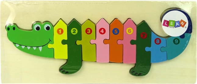 Holzpuzzle Krokodil – Zahlen 1–10