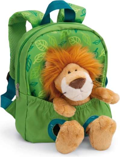 Nici Kinder-Rucksack mit Plüschlöwen, grün (26 × 21 cm)