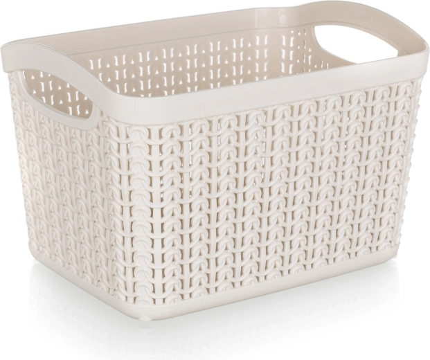 Korb mit Rattanoptik 3,3 l cremefarben 21 × 16 × 13,8 cm