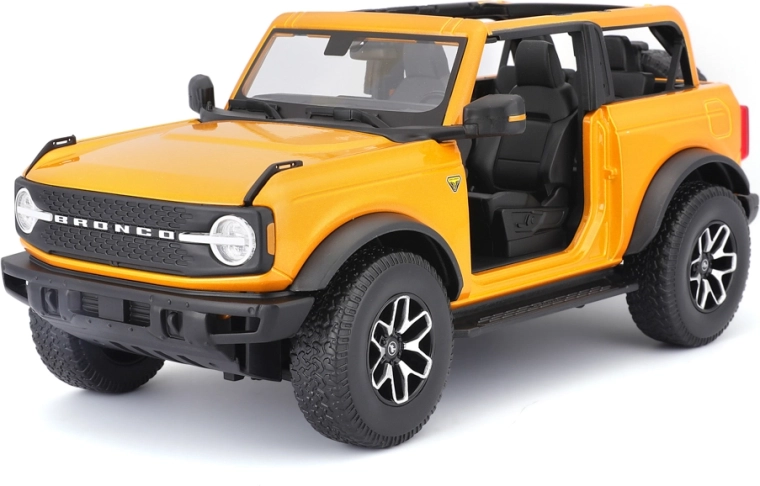 Maisto Ford Bronco Badlands orangefarbenes Modell 1:18 ohne Türen