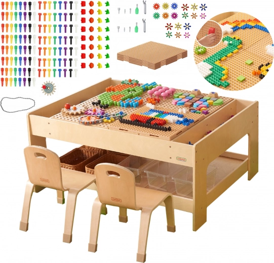 Masterkidz hölzerner Lerntisch mit STEM-Zubehör und 563 Bausteinen