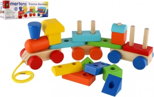 Bunter Holzzug mit Waggons von Mertens