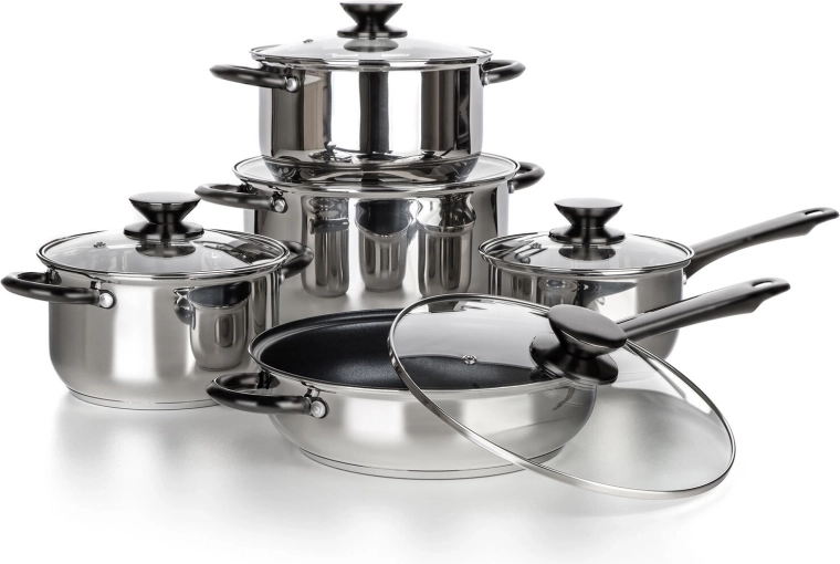 Edelstahl-Kochgeschirrset SWING Black, 10-teilig