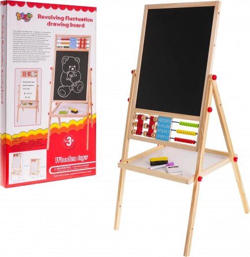Holztafel für Kinder, beidseitig 3+: magnetisch und Kreidetafel mit Zubehör