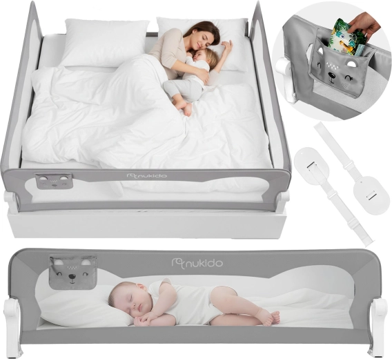 Bett-Schutzgitter 200 cm Nukido – grau