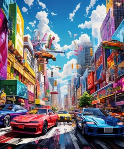 Diamantmalerei Bunte Stadt 30 × 40 cm