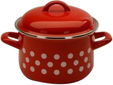 Emaillierter Topf mit Deckel Punkt, 18 cm, 3 l, rot