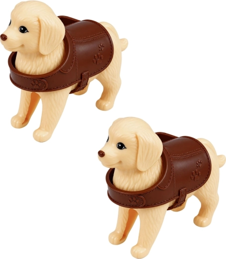 Zwei Hündchen mit Pflegezubehör