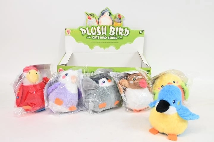 Plüschvogel mit Licht und Sound (6 Stück im Display)
