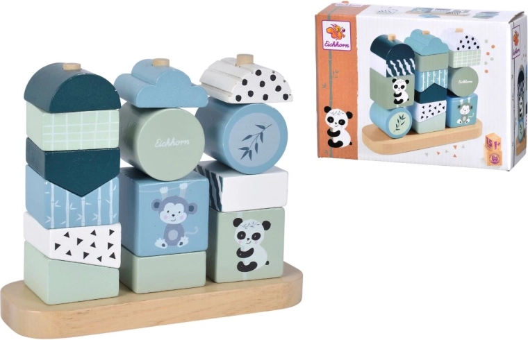 Eichhorn Holz-Stapelspiel Panda, 15 Teile
