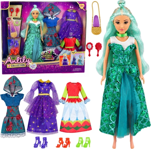 Anlily Fantasy-Puppe mit Wechseloutfits, Kleidern und Zubehör 30 cm