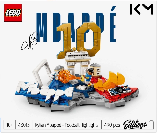 Minifigur von Kylian Mbappé in Action-Pose