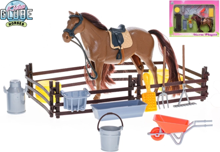 Kids Globe Pferd 18 cm mit Standfuß und Zubehör